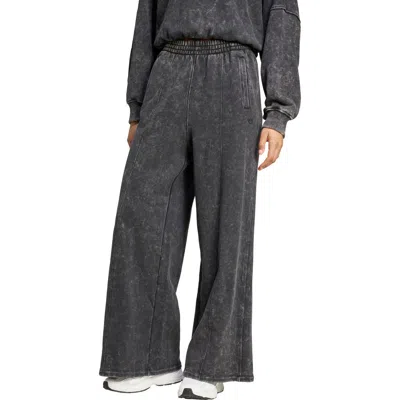 Adidas Originals Premium Essentials Washed Wide Leg Cotton Pants In Black
