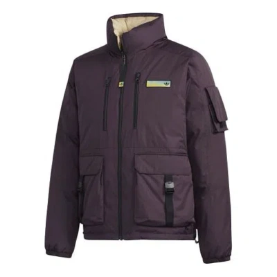 Adidas Originals Premium Jkt 1 Stay Warm Woven Reversible Cargo Stand Collar Sports Down Jacket Purp In Brown