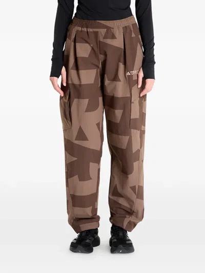 Adidas Originals Printed-design Track Pants In Brown