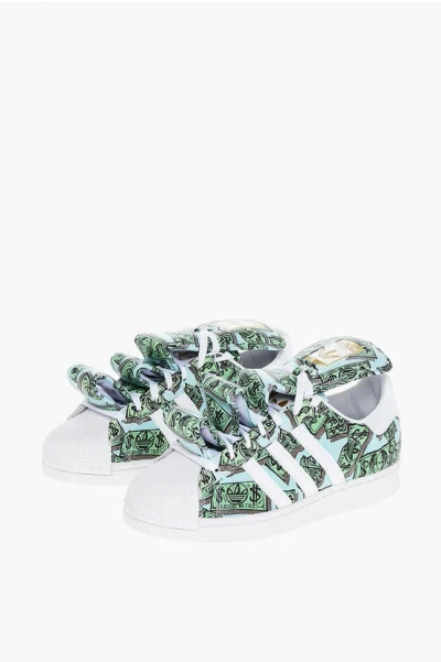 Adidas Originals Printed Leather Js Money Superstar Low-top Sneakers In Multi