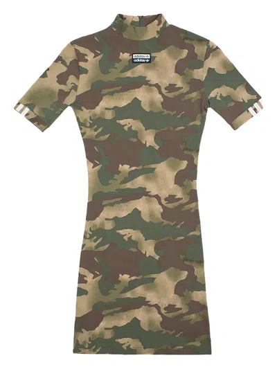 Adidas Originals Printed Mini Dress In Green