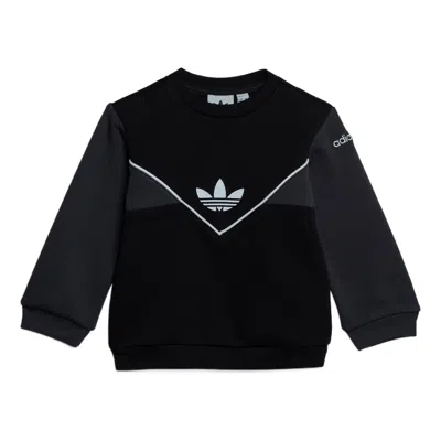 Adidas Originals (ps) Adidas Adicolor Crew Set 'black Grey' In Black/carbon