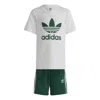 Adidas Originals (ps) Adidas Adicolor Shorts And Tee Set 'white Dark Green' In Multi