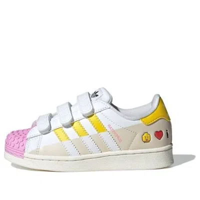 Adidas Originals (ps)  X Lego Superstar Velcro 'white Pink' In Multi