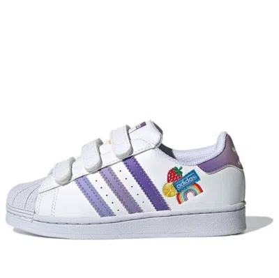 Adidas Originals (ps) Adidas Superstar Cf C 'fruits & Rainbow Patches' In White
