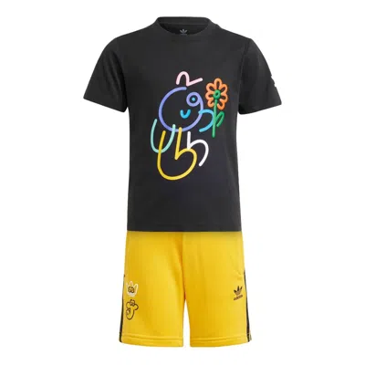 Adidas Originals (ps) Adidas X James Jarvis Shorts And Tee Set 'black Yellow' In Multi