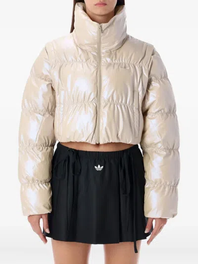 Adidas Originals Glossy Cropped Puffer In White