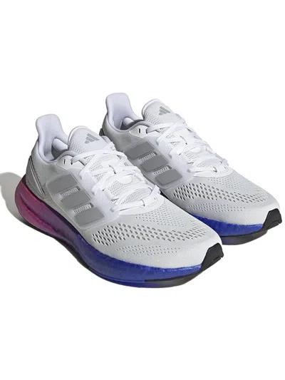 Adidas Originals Pureboost 22 Mens Mesh Sneakers Running & Training Shoes In Cloud White/grey/lucid Blue