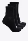 Adidas Originals Quarter Three Back Stripes Socks - Set Of 3 In Black