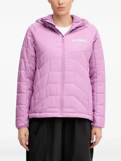 Adidas Originals Quilted Hooded Jacket In Pink