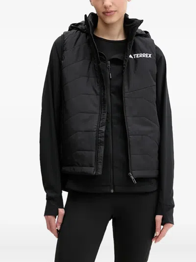 Adidas Originals Quilted Hooded Vest In Black