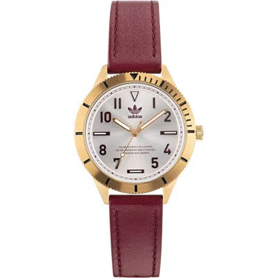 Adidas Originals Red Leather Watch In Brown