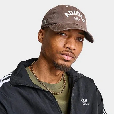 Adidas Originals Relaxed New Prep Strapback Hat In White/brown