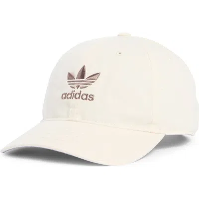 Adidas Originals Relaxed Snapback Cap In Wonder White/ Trace Brown