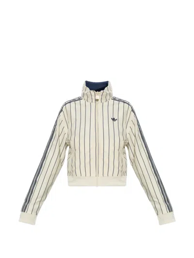 Adidas Originals Reversible Pinstriped Bomber Jacket In White