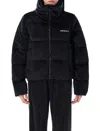 Adidas Originals Velvet Puffer Jacket Bungee Hem In Black