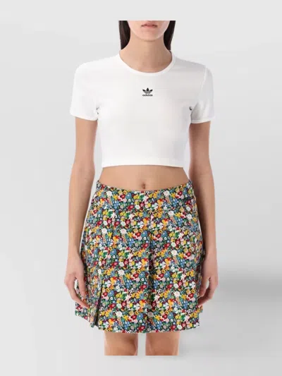 Adidas Originals Ribbed Crew Neck Crop T-shirt In White