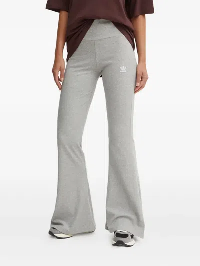 Adidas Originals Ribbed Flared Sport Track Pants In Gray