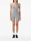 Adidas Originals Ribbed Spaghetti-strap Jumpsuit In Gray