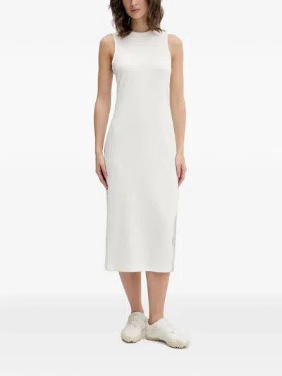 Adidas Originals Ribbed-knit Sleeveless Midi Dress In Neutral