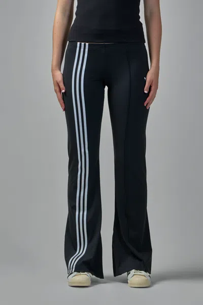 Adidas Originals Ribbon Off Placed 3-stripes Flared Pants In Black
