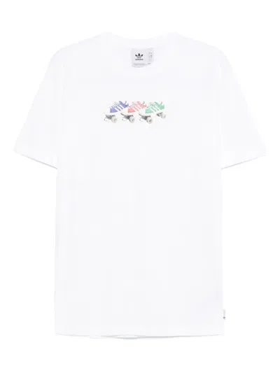 Adidas Originals Roller-skate Print T-shirt In White