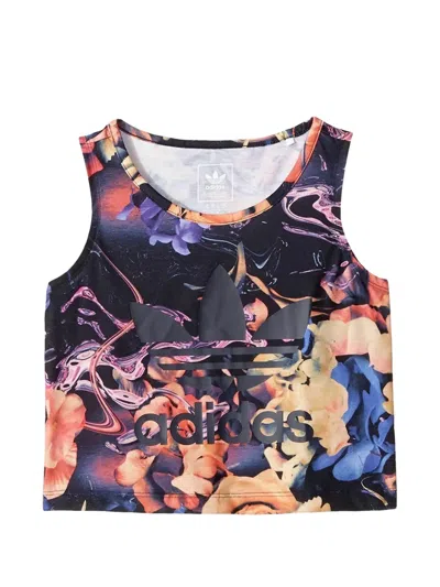 Adidas Originals Kids' Rose-print T-shirt In Multi