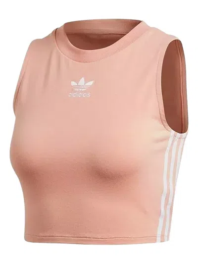 Adidas Originals Round-neck Cropped Tank Top In Pink