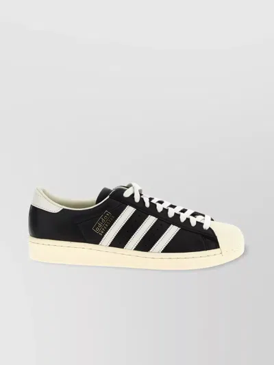 Adidas Originals Round Toe Signature Stripes Sneakers In Black