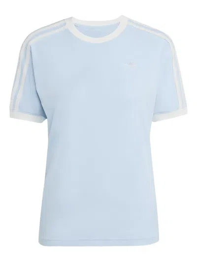 Adidas Originals Ruffle Three-stripes T-shirt In Blue