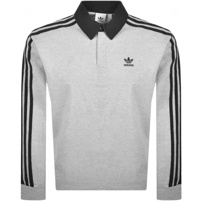 Adidas Originals Rugby Long Sleeve Polo Grey In Gray