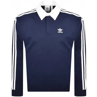 Adidas Originals Rugby Long Sleeve Polo Navy In Blue