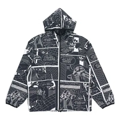 Adidas Originals R.y.v. Graphic Windbreaker For Men Black In Gray