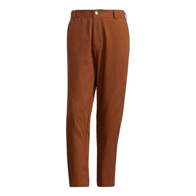 Adidas Originals Ryv Wv Pant Logo Solid Color Straight Sports Pants Brown