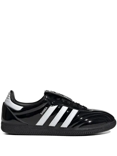 Adidas Originals Samba Lt Leather-trimmed Patent-leather Sneakers In Black