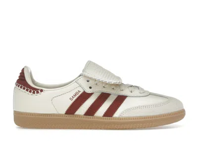 Pre-owned Adidas Originals Samba Lt White (women's) Sneakers In Preloved Ruby/wonder White/metallic Gold