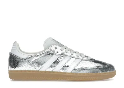 Pre-owned Adidas Originals Samba Og Cracked Leather (women's) Sneakers In Silver Metallic/footwear White/core White