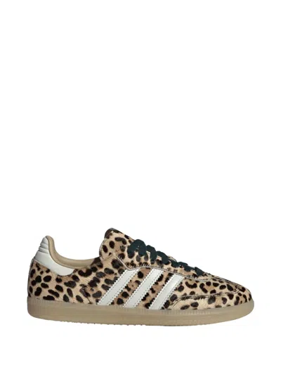 Adidas Originals Samba Og Leopard-pattern Three-stripes Sneakers In Neutral