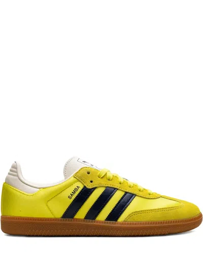 Adidas Originals Samba Og Suede And Leather-trimmed Satin Sneakers In Yellow