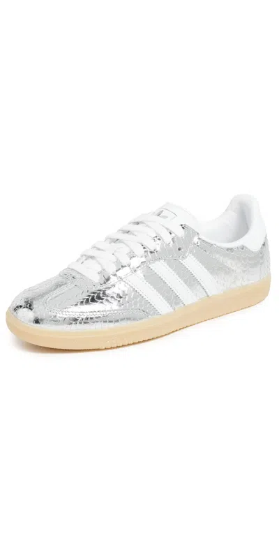 Adidas Originals Metallic Silver Samba Sneakers In Multi
