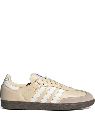 Adidas Originals Samba Og Three-stripe Leather Sneakers In Neutral