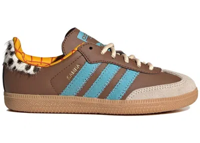 Pre-owned Adidas Originals Samba Og Toy Story Woody Sneakers In Preloved Brown/preloved Blue/aluminum