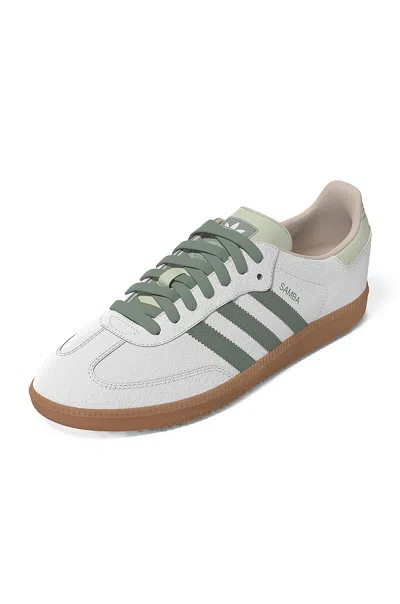 Adidas Originals Samba Og In White  Silver Green  & Putty Mauve