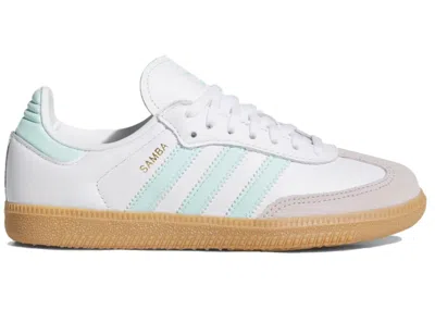 Pre-owned Adidas Originals Samba Og White Sneakers In Cloud White/semi Flash Aqua/gum In Multi