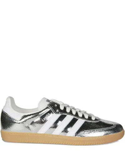 Adidas Originals Silver Leather Samba Sneakers
