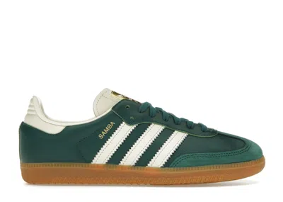 Pre-owned Adidas Originals Samba Og (women's) Sneakers In Collegiate Green/cream White/gold Metallic
