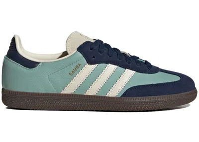 Pre-owned Adidas Originals Samba Og (women's) Sneakers In Hazy Green/cream White/night Indigo In Multi