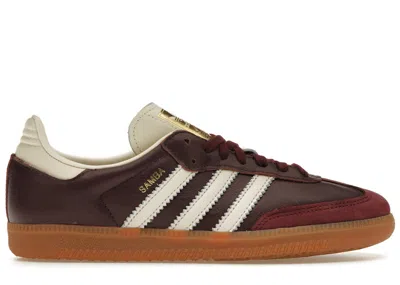 Pre-owned Adidas Originals Samba Og (women's) Sneakers In Maroon/cream White/gold Metallic In Multi