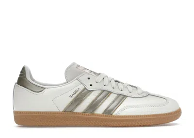 Pre-owned Adidas Originals Samba Og (women's) Sneakers In Off White/cyber Metallic/wonder Gold Metallic