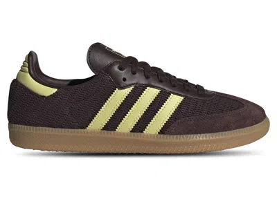 Pre-owned Adidas Originals Samba Og (women's) Sneakers In Shadow Brown/powder Yellow/gum 3